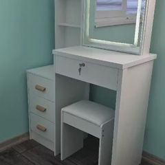 Dressing table & stool white LED vanity desk