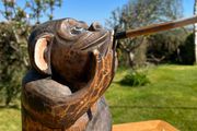Hand carved wooden monkey Folk Art