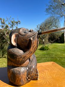 Hand carved wooden monkey Folk Art