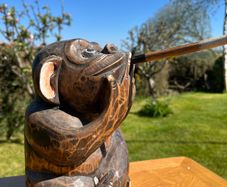 Hand carved wooden monkey Folk Art