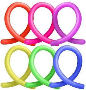 6x Stretchy Noodle String Neon Kids Childrens Fidget Stress Relief Sensory Toy (FREE POSTAGE)
