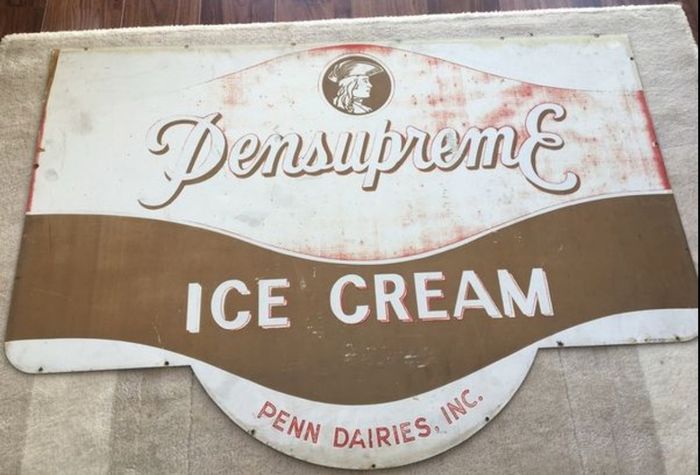 American Pensupreme Ice Cream 60's Sign Rare
