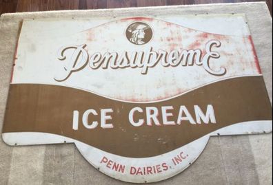 Vintage Pensupreme Ice Cream Metal Sign American 60's