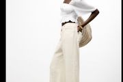 Zara white shirred linen top blouse size S