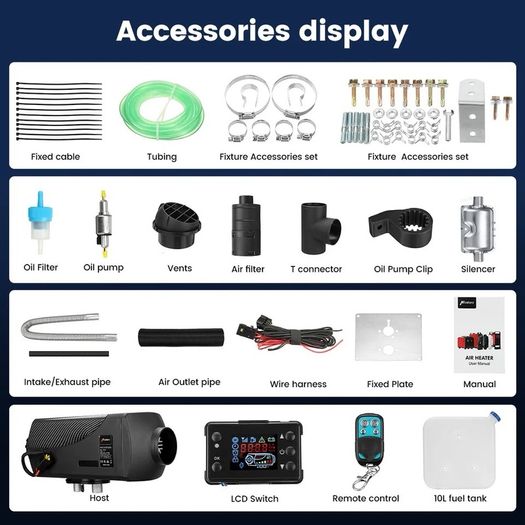 Car Heater 5-8KW 12V Air Diesels Heater Parking Heater With Remote Control LCD Monitor for RV Motorhome Trucks Boat