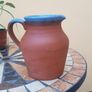 Vintage Terracotta Pottery Blue Glazed Rimmed Devon Jug Image 2