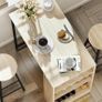 3-piece bar table set, 1 counter, 2 chairs, with storage and footrests Image 4