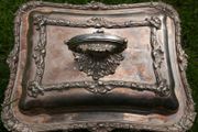 Vintage Double Vegetable Dish In Silver Plated Metal