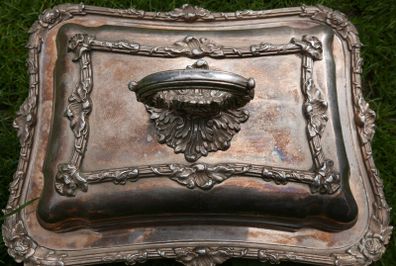 Vintage Double Vegetable Dish In Silver Plated Metal