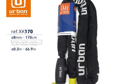 URBAN XK170 Motorbike Chain Lock, Heavy Duty Anti Theft 170cm 8mm Hardened Steel Chain High Security Lock