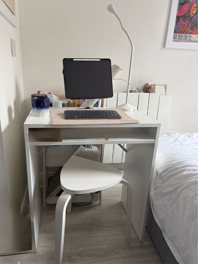 ikea torald desk, kyrre stool, and navlinge lamp