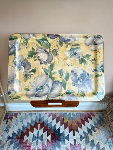 Retro Arnold Designs Floral Fiberglass Large Tray