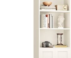 6-Tier Bookcase with Doors and Cabinet, Bookshelf Floor Standing Display Storage Shelf, Bookcases for Home, Office, Living Room, Bedroom, White, 48 x 24 x 176.4