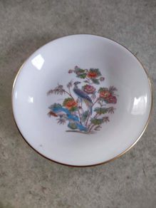 Rare find Wedgwood vintage 1980's small Kutani Crane ring dish, Cufflink dish, Ring dish, Bird china, Round trinket dish, English china