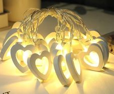 White Wooden Heart String Lights 3m 2LED USB Fairy Lights for Valentine's Day Wedding Mother's Day Anniversary Decor, Indoor Decorative String Lights White