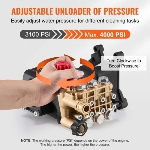 Pressure Washer Pump, 25.4 mm(1") Shaft Horizontal Triplex Plunger, 276 bar(4000 PSI), 15 L/min(4.0GPM), Replacement Power Washer Pumps Kit with 5 Nozzles, Compatible with Simpson MorFlex 40224, 40225, 40226, Santoprene