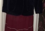 Wine vintage summer maxi skirt with white trim
