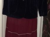 Wine vintage summer maxi skirt with white trim