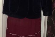 Wine vintage summer maxi skirt with white trim
