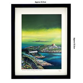 Low Cloud on Dalkey Island and Sorrento Tce, LARGE framed print by Helen Mathews