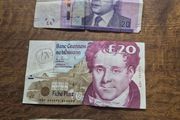 Vintage Banknote Irish Pounds, English Pounds, Arabic Banknotes, Australian Money.