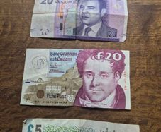 Vintage Banknote Irish Pounds, English Pounds, Arabic Banknotes, Australian Money.