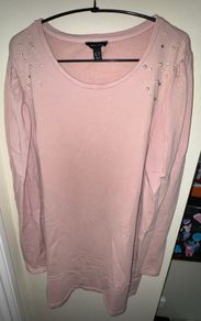 New Look Blush Pink Jumper Dress with White and Silver Pearls