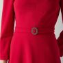 LK Bennett red crepe flare belted dress Image 2