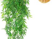 Hanging Artificial Plants Bamboo, Plastic Trailing Fake Plants Indoor with Hanging Basket, Bamboo Vines for Room Scenes Decorative Home Kitchen Garden Office Wedding Wall Indoor Outdoor