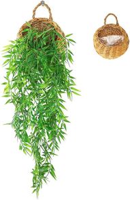 Hanging Artificial Plants Bamboo, Plastic Trailing Fake Plants Indoor with Hanging Basket, Bamboo Vines for Room Scenes Decorative Home Kitchen Garden Office Wedding Wall Indoor Outdoor