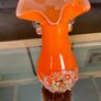 Vintage Orange Studio Glass Statement Vase Image 10