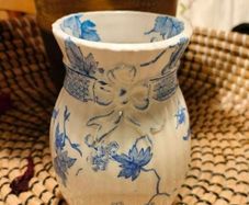 Antique blue and white Ridgeway Bordaux, Stoke on Trent pottery Vase..
