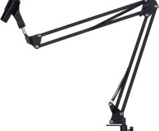 FREE P&P |  Professional Adjustable Microphone Desktop Arm Folding Scissor Suspension Stand Holder/Shock Mount/Adjustable w Solid Boom Mic Clip Perfect for Mounting on Desk Table Top for Recording
