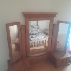 Dressing table with foldable 3mirrors with drawers