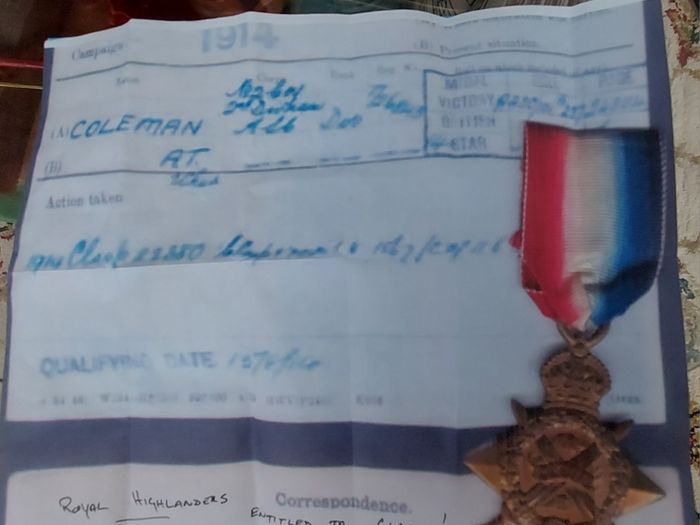 World War 1 1914 "mons" Star Royal Highlanders