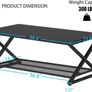 2 Tier Coffee Table, Industrial Wood Metal Center Living Room Table with Storage Shelf, Modern Rectangle Cocktail Tea Table for Home Office Bedroom,39 inch Black Coffee Table Image 2