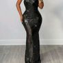 Sequin Mesh Sheer Bodycon Bandeau Dress, size S Image 2