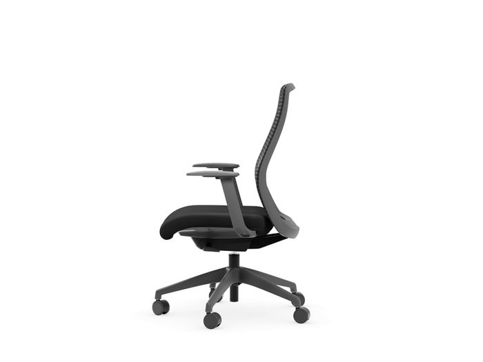 NV High Back Swivel Mesh Chair Grey Frame Black seat with adjustable arms