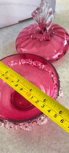 Antique Art Glass Cranberry Red Ruffled Lidded Candy Dish