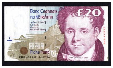 1996 Ireland IR20 Daniel O Connell Banknote Series C. Note issued 04/07/96. Serial number EHB432157