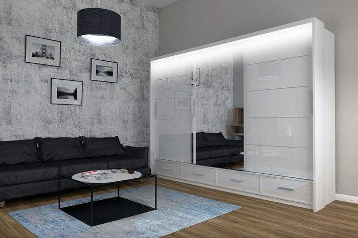 Sliding Doors Wardrobe S 253cm LED - White