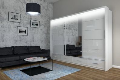 Sliding Doors Wardrobe S 253cm LED - White