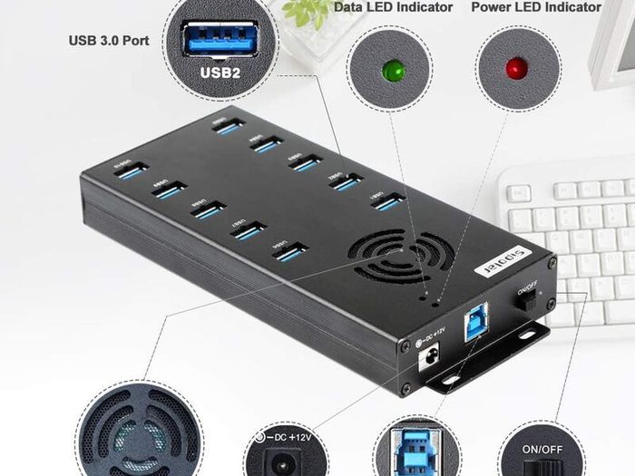 Sipolar A-423 10 Ports USB 3.0 Industrial USB Hub