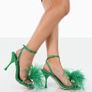 PUBLIC DESIRE Prancy Green Feather Heels Size 5! Image 5
