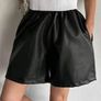 Elastic waist black PU leather shorts size S Image 4