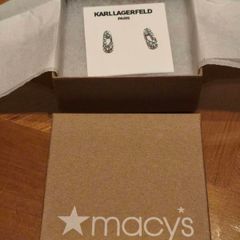 Karl Lagerfeld Crystal Safety Pin Earrings