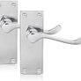 NEW SALE |  Chrome Elegance Range Polished Chrome Victorian Scroll Lever Latch Handles, Polished Chrome Backplate Door Handles, Contemporary Design for Internal Wooden Doors Image 2