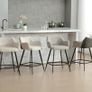Breakfast Bar Stools Set of 2 Bar Chairs Upholstered Counter Stools with Armrest & Footrest, Modern Counter Chairs for Kitchen Island/Home Bar, Gray Image 3