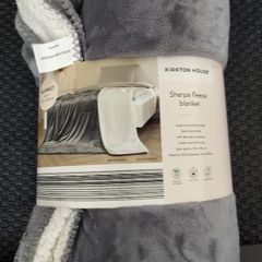 large Blanket Sherpa mid-grey colour for Bed or Sofa Settee Couch brand new
