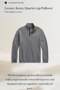 Polo Ralph Lauren Luxury Jersey Herringbone Quarter-Zip Pullover, Grey